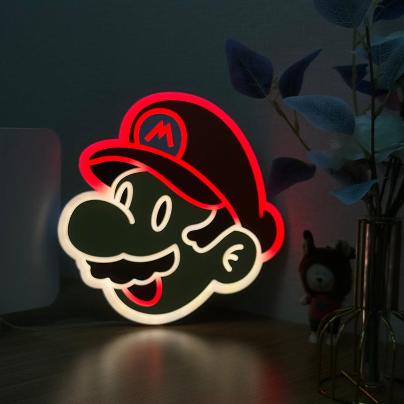 "Mario" Neon Like Sign, Mario LED Sign, Mario Game Room Decor