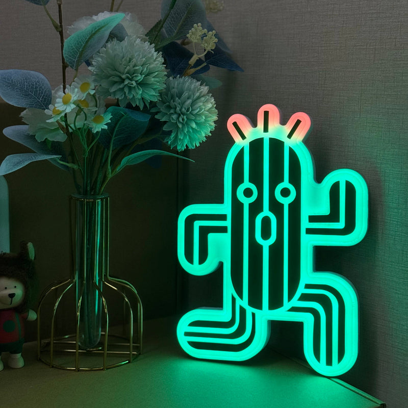 "Final Fantasy Cactuar" Neon Like Sign, Game Room Decor, Final Fantasy Wall Art