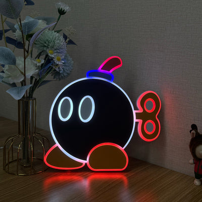 "Mario Bob-omb" Neon Like Sign, Mario LED Sign, Mario Game Room Decor