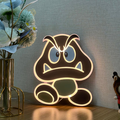 "Mario Goomba" Neon Like Sign, Mario LED Sign, Mario Game Room Decor