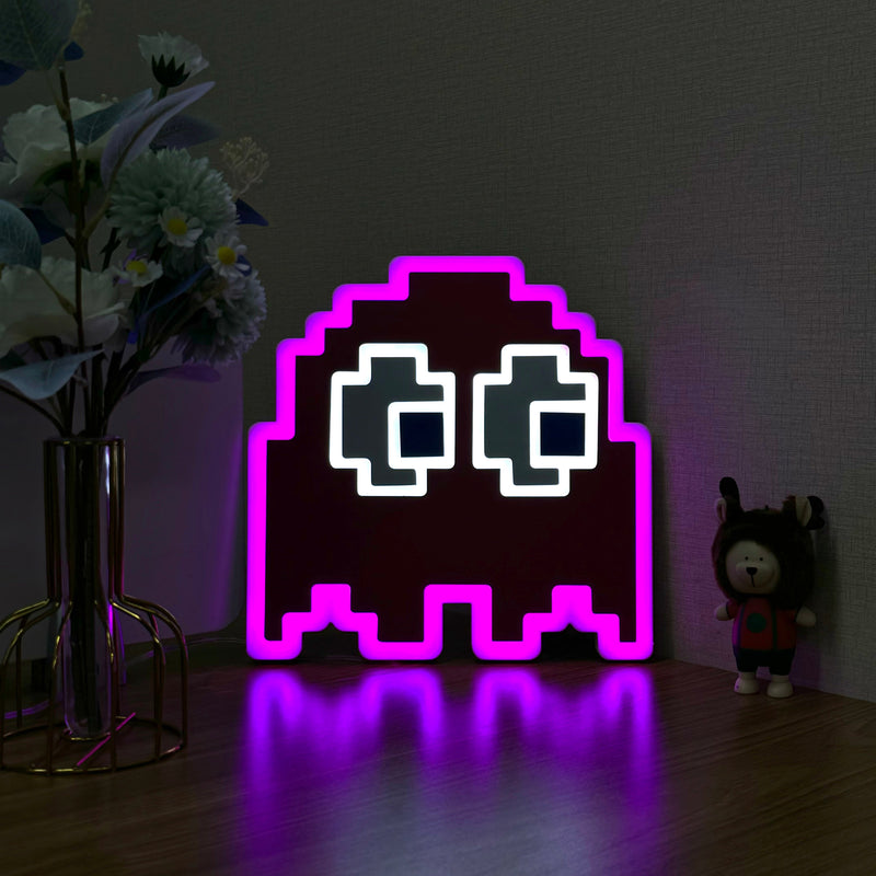 "Pac-Man Ghost" Neon Like Sign, Pac-Man Room Decor, Pac-Man Wall Decor