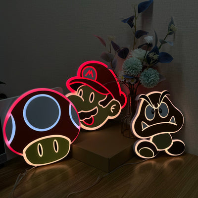 "Mario Super Mushroom" Neon Like Sign, Mario LED Sign, Mario Game Room Decor