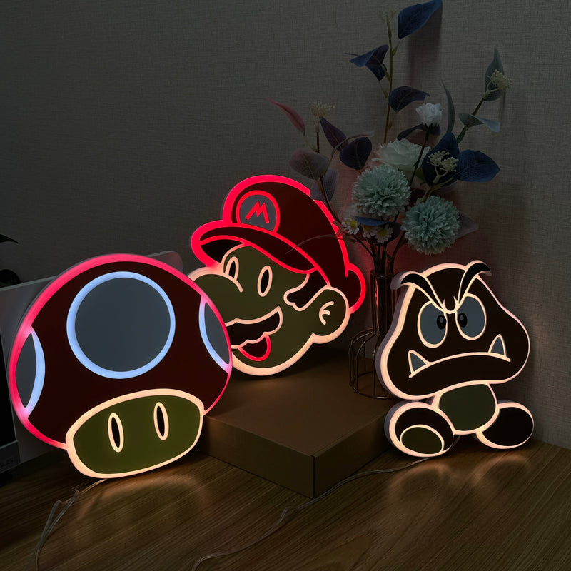 "Mario Super Mushroom" Neon Like Sign, Mario LED Sign, Mario Game Room Decor