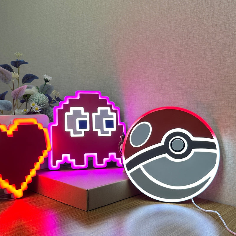 "Pokémon  Poke Ball" Neon Like Sign, Pokeball LED Sign, Pokémon Wall Decor