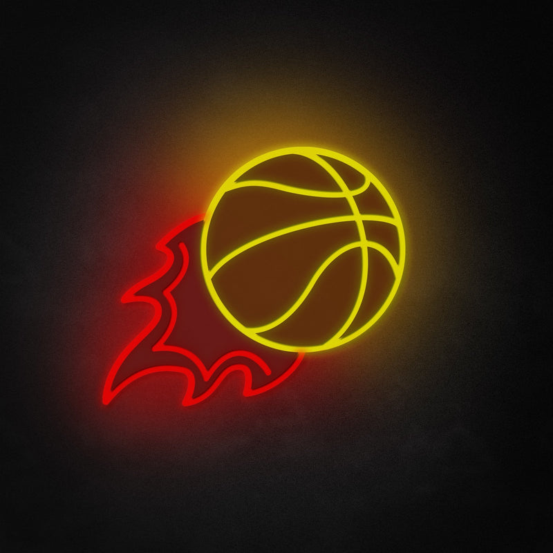 "Flaming Basketball" Neon Like Sign, Basketball LED Sign, Basketball Room Decor