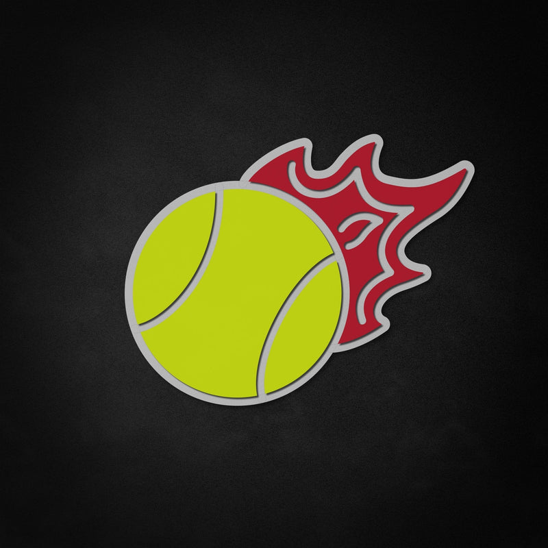 "Flaming Tennis Ball" Neon Like Sign, Tennis Ball LED Sign, Tennis Room Decor