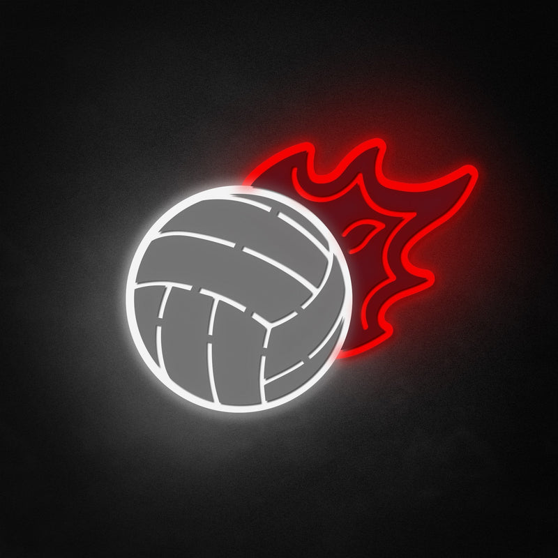 "Flaming Volley Ball" Neon Like Sign, Volley Ball LED Sign, Volley Ball Wall Art