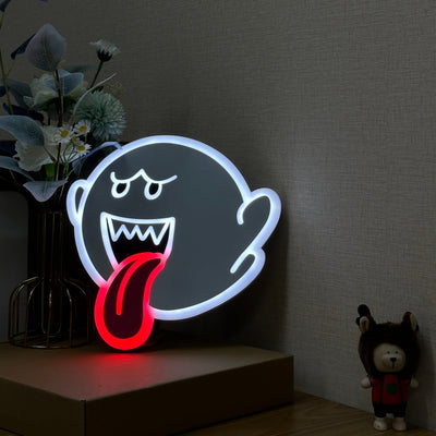 "Mario Boo" Neon Like Sign, Mario Boo LED Sign, Mario Game Room Decor