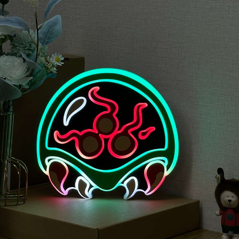 "Metroid Alien Larva" Neon Like Sign, Metroid Game Room Decor, Metroid Alien LED Sign