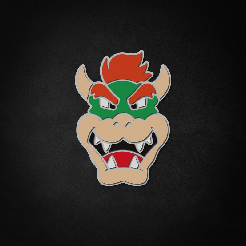 "Mario Bowser Face" Neon Like Sign, Mario LED Sign, Mario Game Room Decor