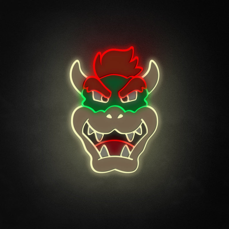 "Mario Bowser Face" Neon Like Sign, Mario LED Sign, Mario Game Room Decor