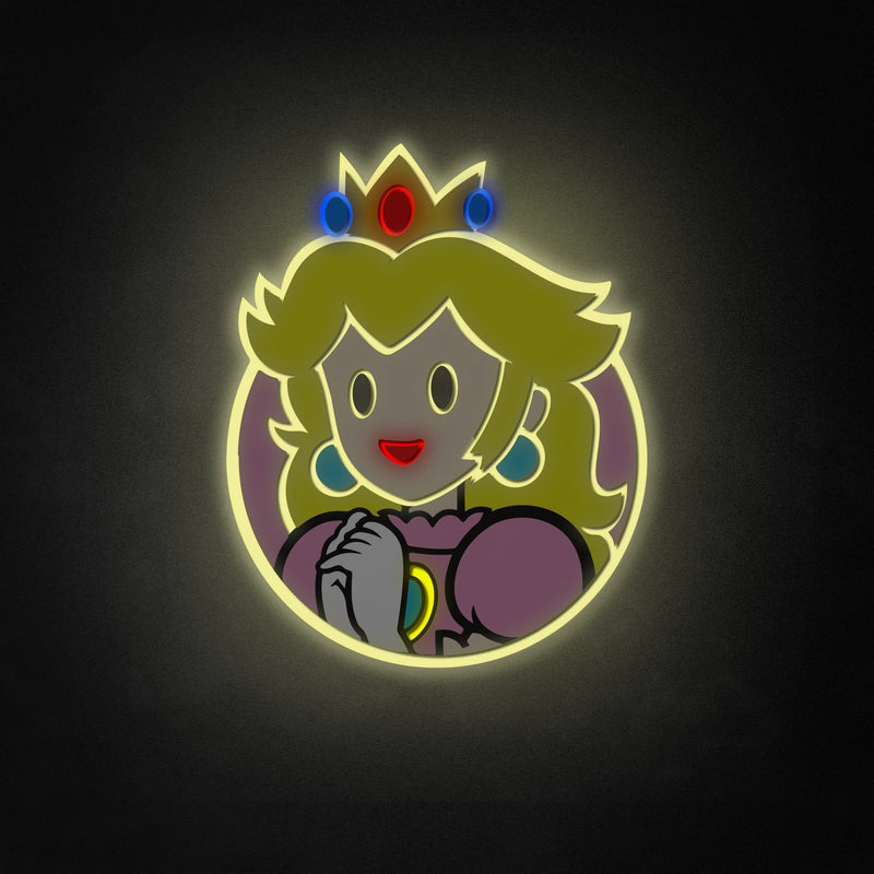 "Mario Princess Peach" Neon Like Sign, Princess Peach LED Sign, Mario Room Decor