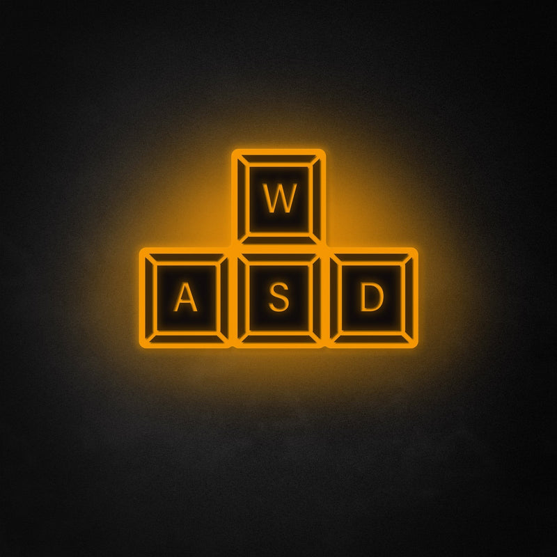 "WASD Keyboard" Neon Like Sign, Game Room Decor, Game Rome Wall Art