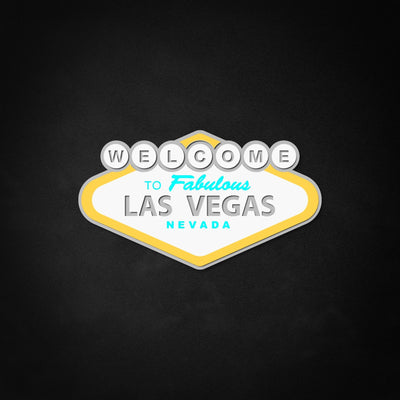 "Welcome To Fabulous Las Vegas" Neon Like Sign, Retro Game Room Decor