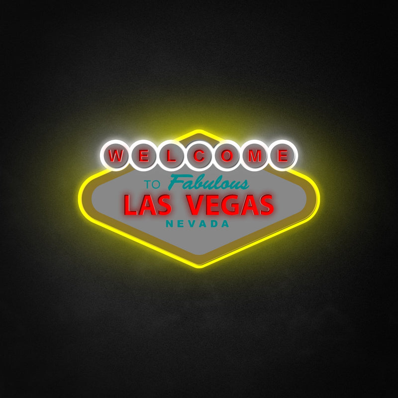 "Welcome To Fabulous Las Vegas" Neon Like Sign, Retro Game Room Decor