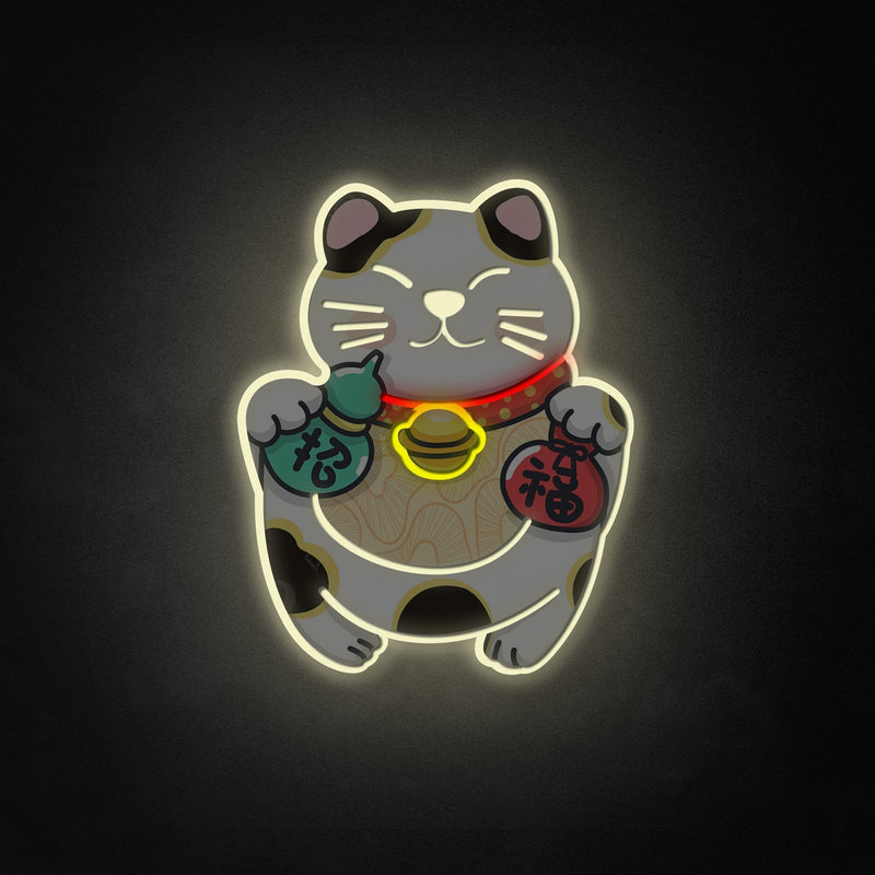 "Lucky Cat" Neon Like Sign, Lucky Cat LED Sign, Lucky Cat Wall Sign