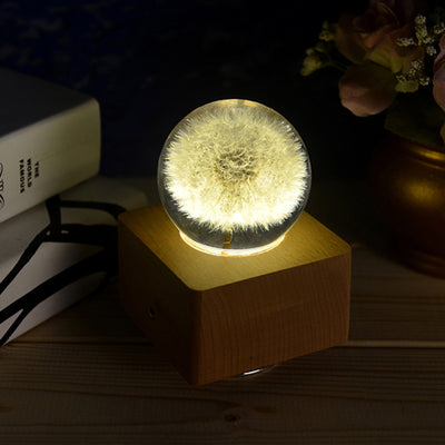 Crystal Ball, Flower Night Light, Herbarium Night Light With Bluetooth Speaker