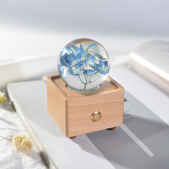 Crystal Ball, Flower Night Light, Herbarium Night Light With Bluetooth Speaker