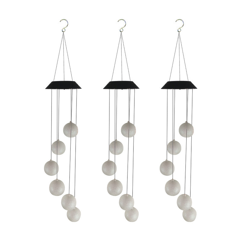 Solar Garden Light, Solar White Ball Wind Chimes, Solar Garden Decoration