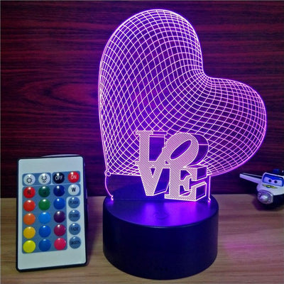 Heart Table Light, Table Night Light With 7 Colors