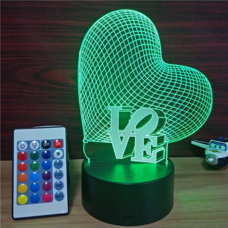 Heart Table Light, Table Night Light With 7 Colors