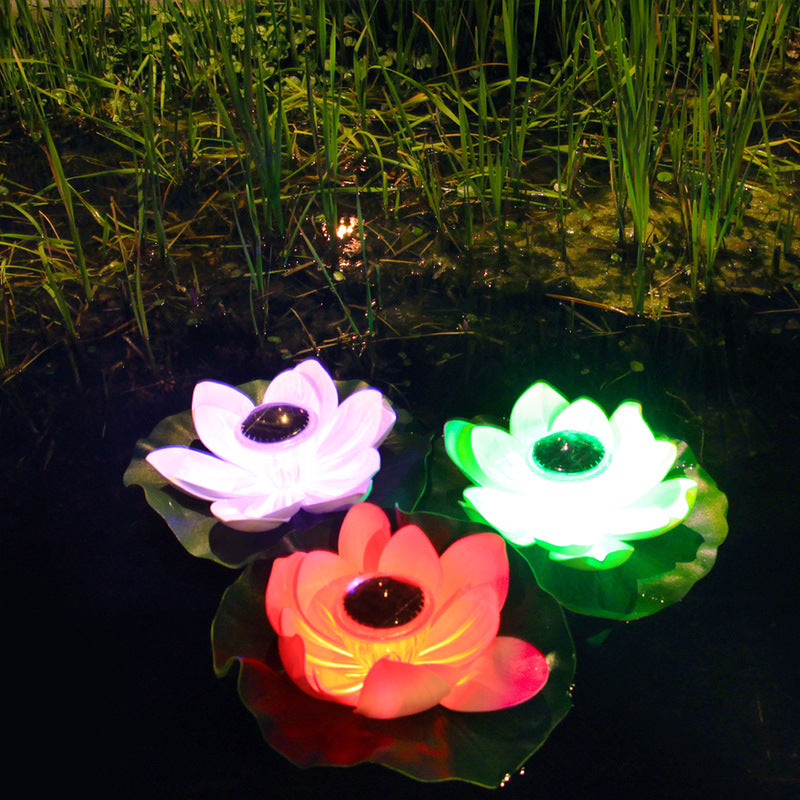 Solar Garden Light, Solar Floating Lotus Pool Light - Set of 2