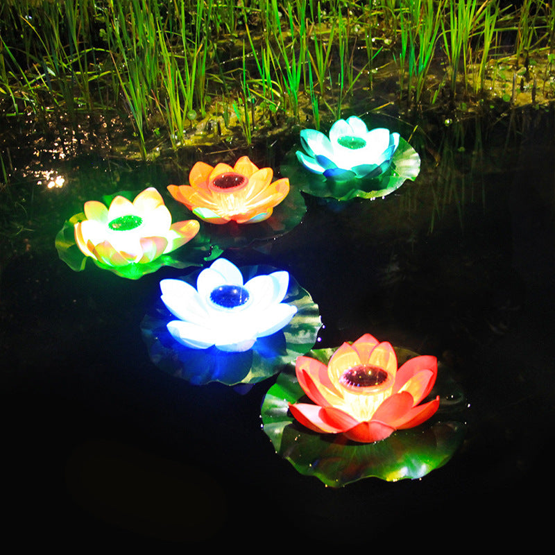 Solar Garden Light, Solar Floating Lotus Pool Light - Set of 2