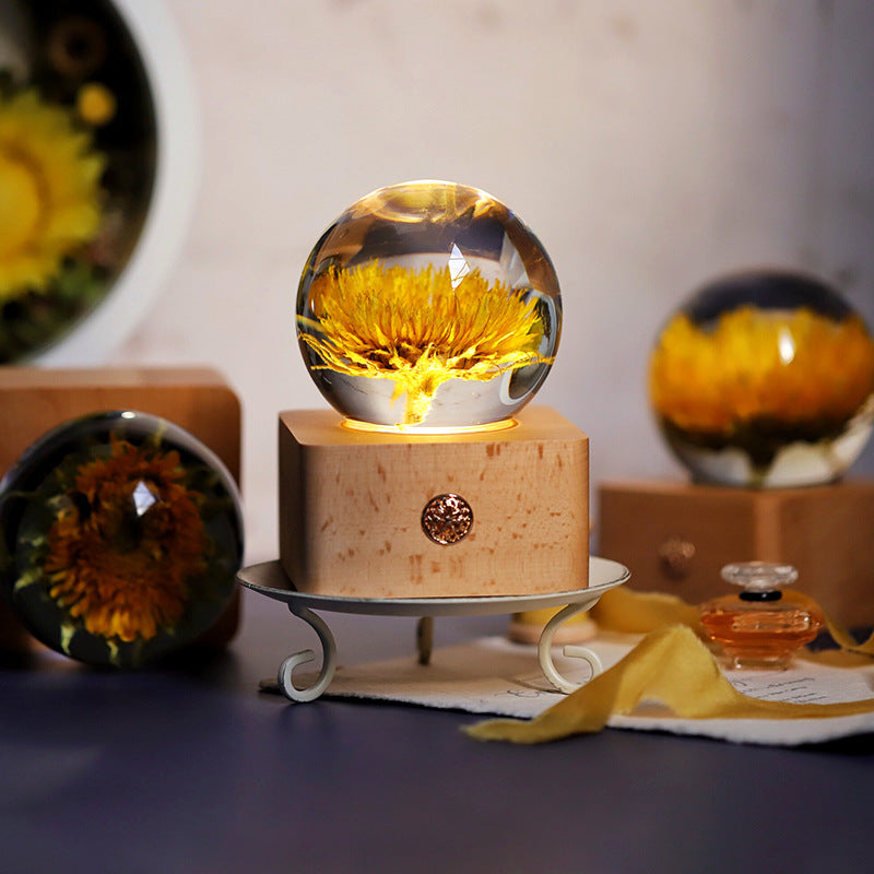 Crystal Ball, Sunflower Night Light, Herbarium Night Light