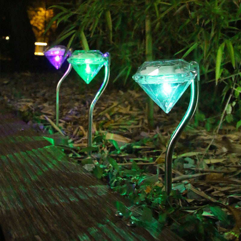 Diamond Solar Path Light, Solar Outdoor Garden Light, Solar Landscape Light - Set Of 4