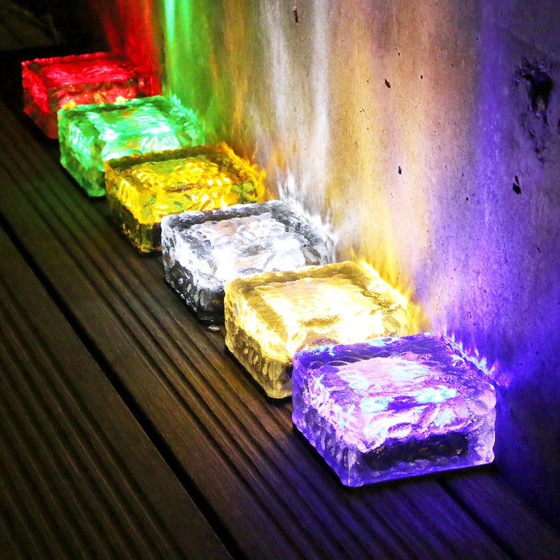 Solar Glass Brick Decking Light - Set of 4