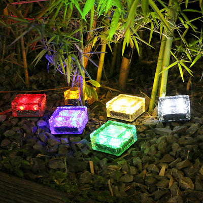 Solar Glass Brick Decking Light - Set of 4