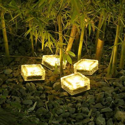 Solar Glass Brick Decking Light - Set of 4