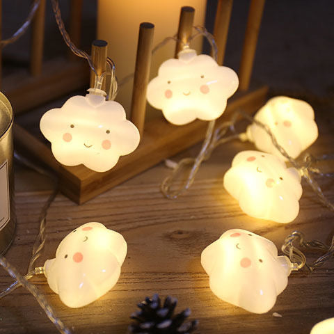 Cute Cloud Face Star Shaped String Lights