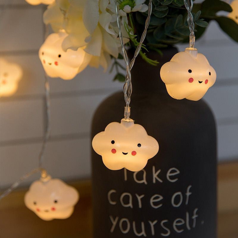 Cute Cloud Face Star Shaped String Lights