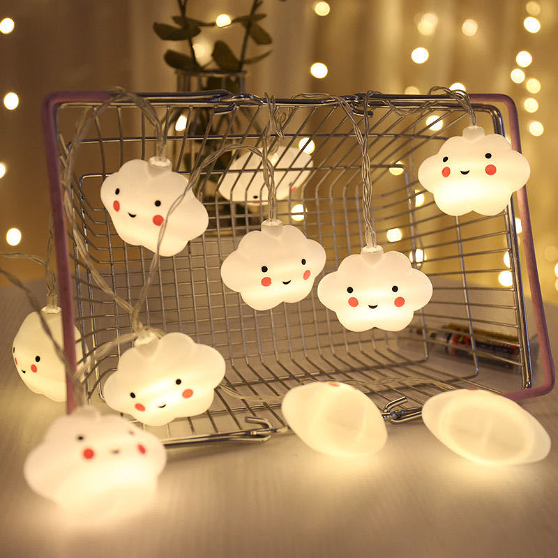 Cute Cloud Face Star Shaped String Lights