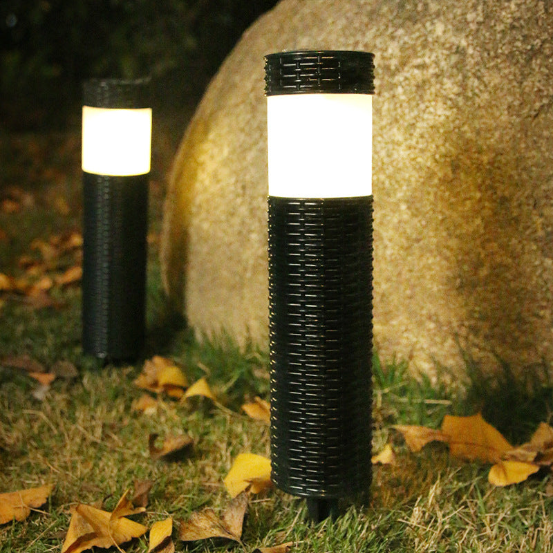 Rattan Made Solar Path Light, Solar Outdoor Garden Light, Solar Landscape Light - Set Of 2