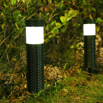 Rattan Made Solar Path Light, Solar Outdoor Garden Light, Solar Landscape Light - Set Of 2