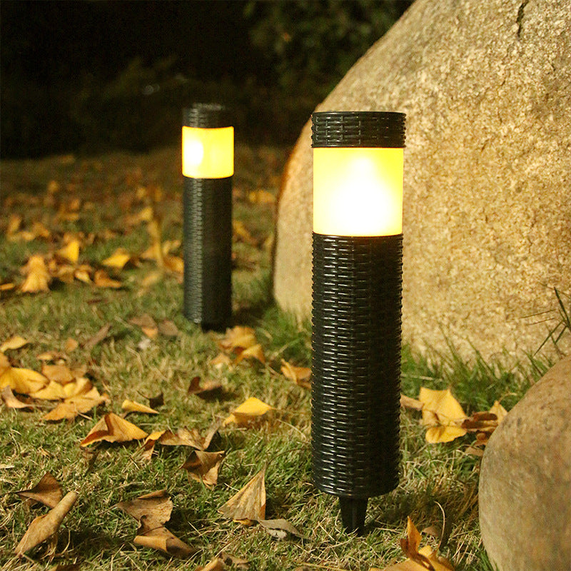 Rattan Made Solar Path Light, Solar Outdoor Garden Light, Solar Landscape Light - Set Of 2