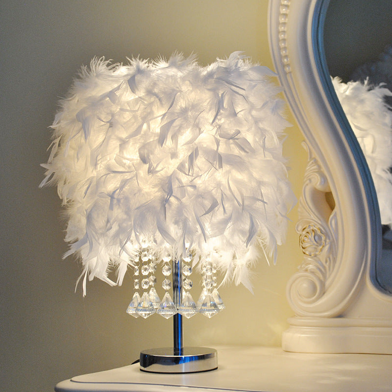 Feather Table Light With Crystal, Table Night Light