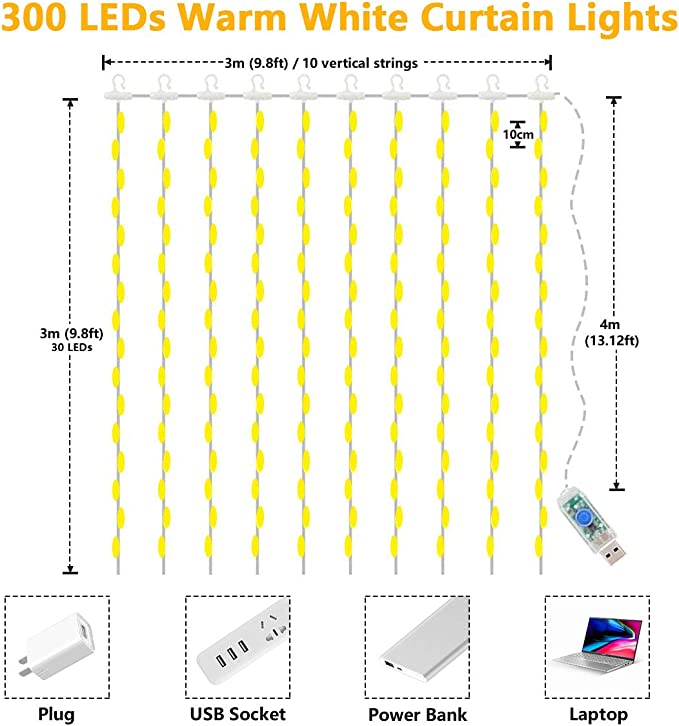 Window Curtain String Light Fairy Lights