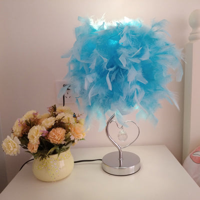 Feather Table Light With Crystal, Table Night Light