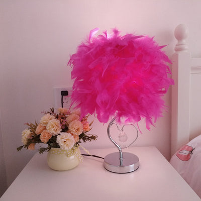 Feather Table Light With Crystal, Table Night Light