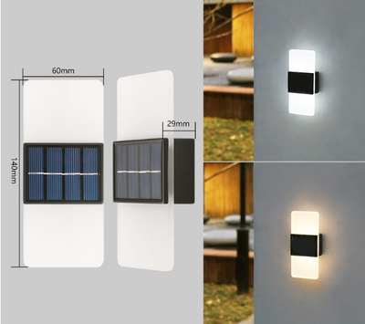 Acrylic Up & Down Solar Wall Light - Set of 2 ( Warm White + White )