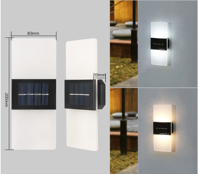 Acrylic Up & Down Solar Wall Light - Set of 2 ( Warm White + White )