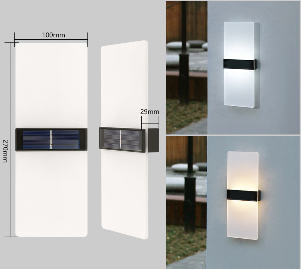 Acrylic Up & Down Solar Wall Light - Set of 2 ( Warm White + White )