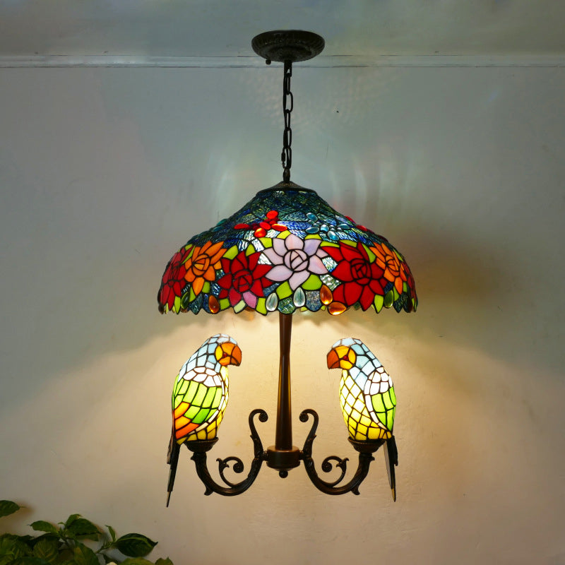 Vintage Pendant Light, Glass Tiffany Lamp, Dining Room Light