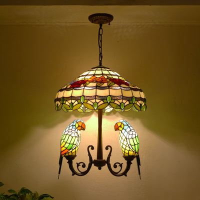 Vintage Pendant Light, Glass Tiffany Lamp, Dining Room Light