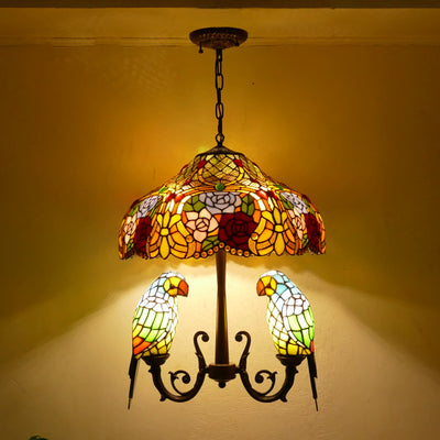 Vintage Pendant Light, Glass Tiffany Lamp, Dining Room Light