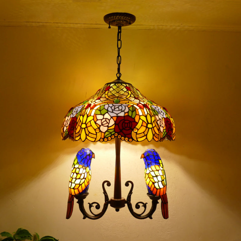 Vintage Pendant Light, Glass Tiffany Lamp, Dining Room Light