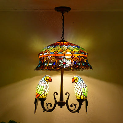 Vintage Pendant Light, Glass Tiffany Lamp, Dining Room Light